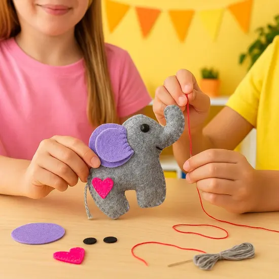 Felt Elephant DIY Craft Kit by FabricLA | Easy Sewing Project for Beginners | Suitable for Ages 9 & Up {4}