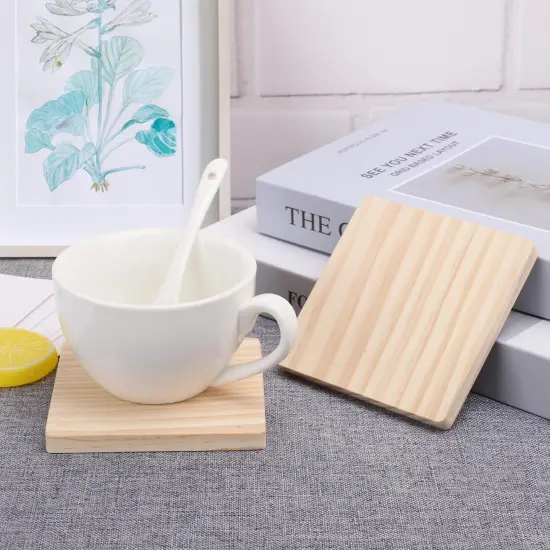 36 PCS 4 Inch Unfinished Wood Coasters, Premium Square Wooden Plaques {4}