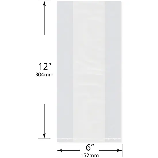 Plymor 6" x 3" x 12" (Pack of 100), 1 Mil Gusseted Plastic Bags {3}