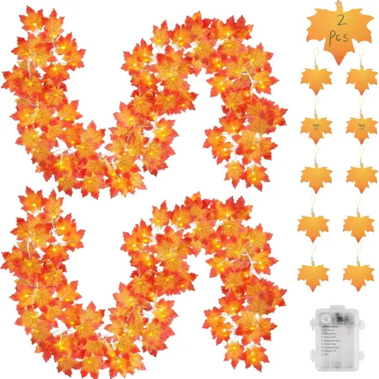 Fall Garland String Lights with Timer - Fall Decor {1}