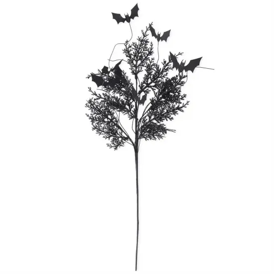 27" Black w/Purple Glitter Pine & Bat Spray {1}