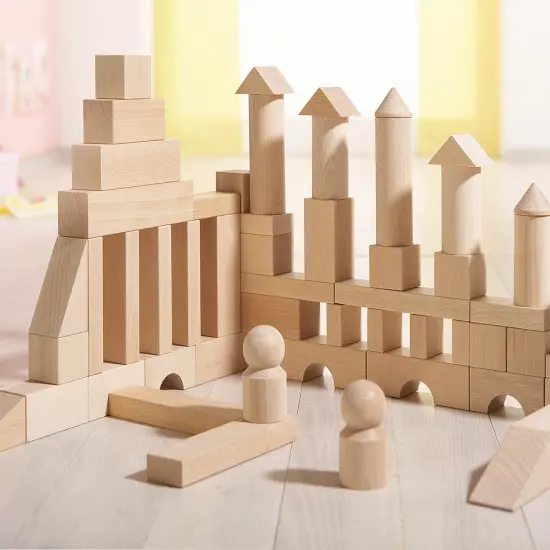 HABA Wooden Building Blocks 60 Piece Set, Ideal Toddler Blocks for Ages 2-4 & Kids Stacking Toys for Ages 1 & Up for Open-Ended Play, Made in Germany Multicolor {4}