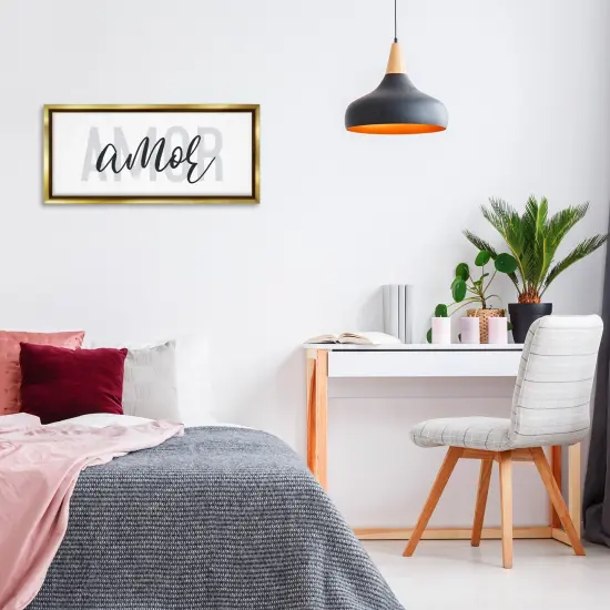 Stupell Industries Amor con Dise&ntilde;o Minimalista Framed Floater Canvas Wall Art Gold Floater Frame {2}