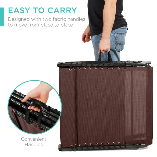 Best Choice Products Patio Chaise Lounge Chair, Outdoor Portable Adjustable Pool Recliner w/ Pillow Brown {2}