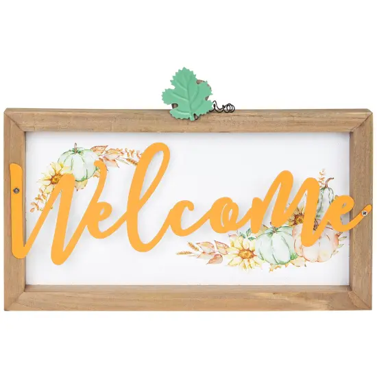 Northlight Pumpkins and Sunflowers Welcome Fall Harvest Wall Sign - 11" Beige {3}