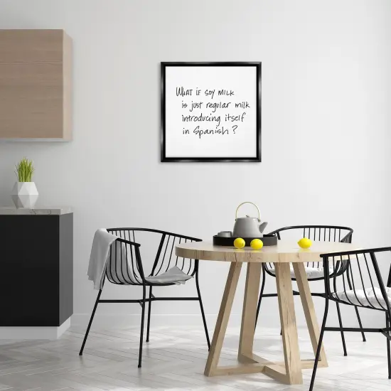 Stupell Industries Soy Milk in Spanish Framed Floater Canvas Wall Art Black Floater Frame {2}