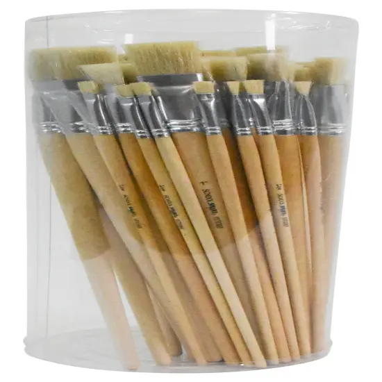School Smart White Bristle Paint Brushes, Assorted Sizes, Set of 72 {1}