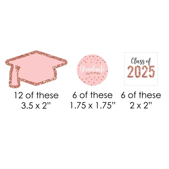 Big Dot of Happiness Rose Gold Grad - Paper Straw Decor - 2025 Graduation Party Striped Decorative Straws - Set of 24 {3}