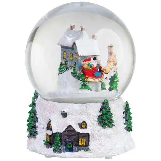 Northlight Musical and Animated Santa and Reindeer Rotating Christmas Water Globe - 6.75" White {4}