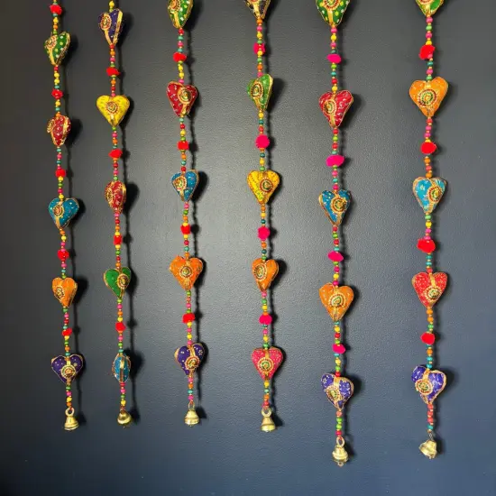 Rajasthani Door Hanging Wind Chimes Indian Traditional Heart Wall Hanging Diwali Christmas Wedding Decor Wind Chime for Home Decoration Patio - Housewarming Gifts (33 Inches) {2}