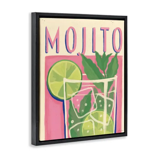 Stupell Industries Retro Mojito Cocktail Floater Framed Canvas Wall Art Design by Janelle Penner {3}