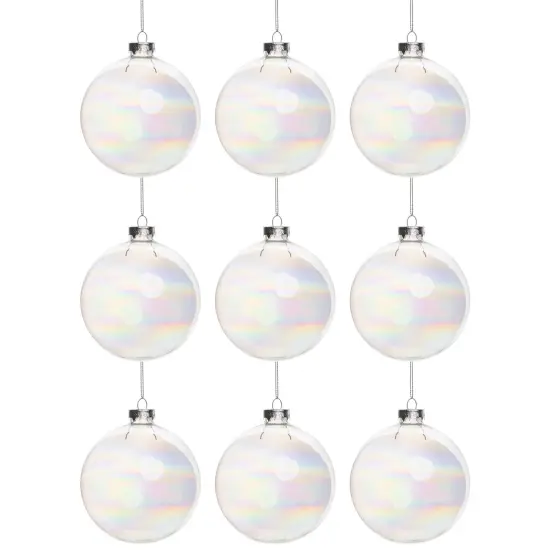 Northlight Iridescent Christmas Glass Ball Ornaments - 2.5" (65mm) - Clear - 9ct {3}