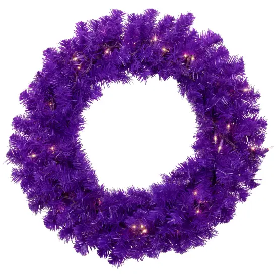 Northlight Pre-Lit Artificial Pine Christmas Wreath - 24" - Purple - Clear Lights {3}