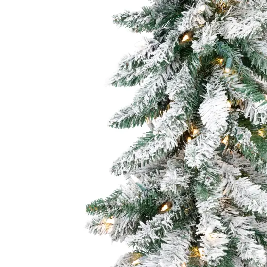 Northlight Pre-Lit Pencil Flocked Alpine Artificial Christmas Tree - 5' - Clear Lights Green {6}