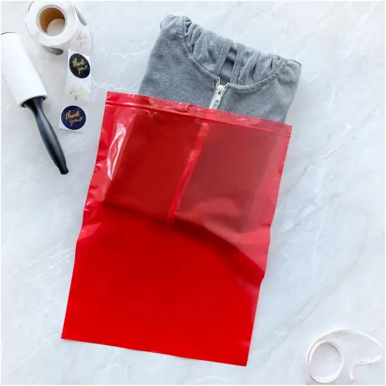Plymor 12" x 15", Red 2 Mil Zipper Reclosable Plastic Bags {4}