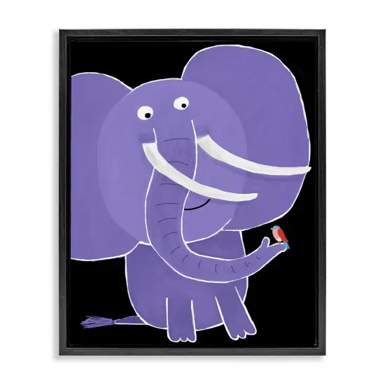 Stupell Industries Elephant & Bird on Black Floating Frame Design by Carla Daly {1}