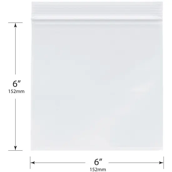 Plymor 6" x 6", 4 Mil Heavy Duty Zipper Reclosable Plastic Bags {3}