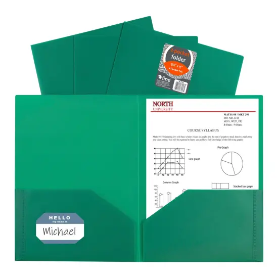 C-Line Poly 2-Pocket Portfolio Folder, Letter Size, Green, Pack of 25 {3}