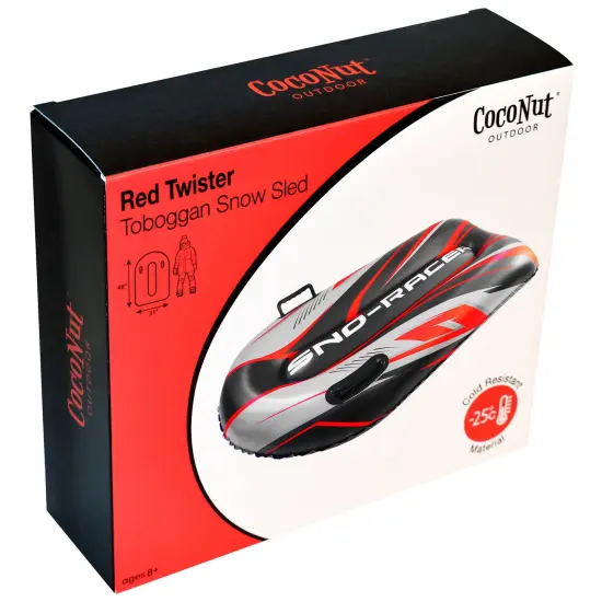 CocoNut Outdoor: Red Twister Toboggan Snow Sled - 48x31" Blue-Black-White - Winter Inflatable, Cold Resistant PVC, 200lb Cap, Kids-Teens-Adults 8+ {7}