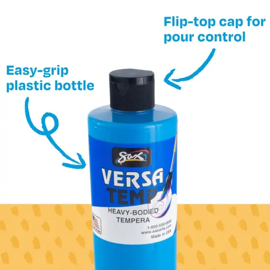 Sax Versatemp Heavy-Bodied Tempera Paint, 1 Pint Bottles, Assorted Fluorescent Neon Colors, Set of 6 {7}