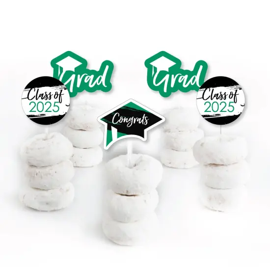 Big Dot of Happiness Green 2025 Graduation Party - Dessert Cupcake Toppers - Clear Treat Picks - Set of 24 {3}