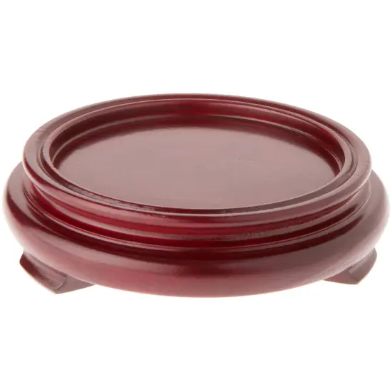 Plymor Red Round Wood Veneer Footed Display Base, 4.125" W x 4.125" D x 1" H (3" Display Diameter) {1}