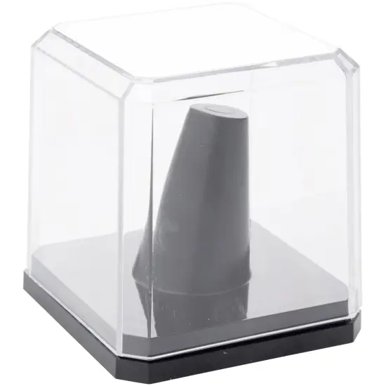 Pioneer Plastics 020CB Clear Acrylic Ring Finger Display Case with Black Base, 2.25" W x 2.25" D x 2.5" H {1}