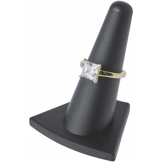 Plymor Black Rubber Ring Finger Display, Single on Triangular Base, 2" W x 1.625" D x 2.125" H {3}
