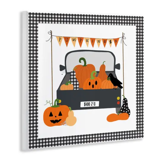 Stupell Industries Pumpkin Truck with Gingham Border Wall Plaque Design by Sazerelli Designs {3}
