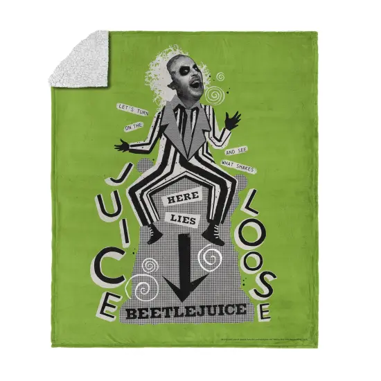 Warner Brothers Beetlejuice Silk Touch Sherpa Throw Blanket Juice Is Loose {1}