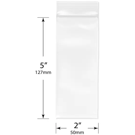 Plymor 2" x 5", 6 Mil Industrial Duty Zipper Reclosable Plastic Bags {3}