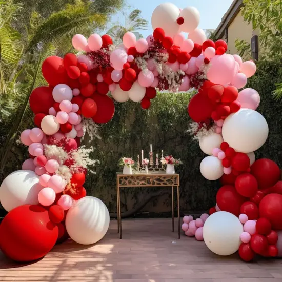 Ruby Red Balloons Different Sizes Latex Matte Red Balloon Garland Arch Kit for Birthday Wedding Baby Shower Valentine's Day Mother's Day Party Decor {4}