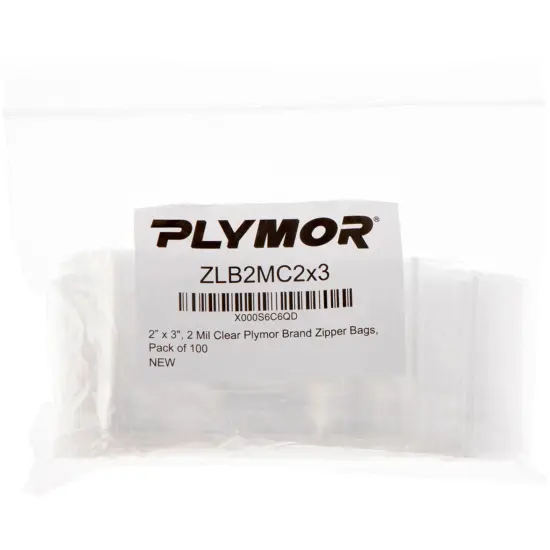 Plymor 2" x 3", 2 Mil Zipper Reclosable Plastic Bags {5}