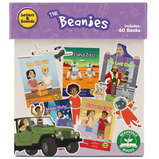 Junior Learning: The Beanies Diversity - Boxed Set - Hi-Lo Decodables, 60 Book Library, Phases 2-6, Week-By-Week Progression, Kids Reading Development {1}