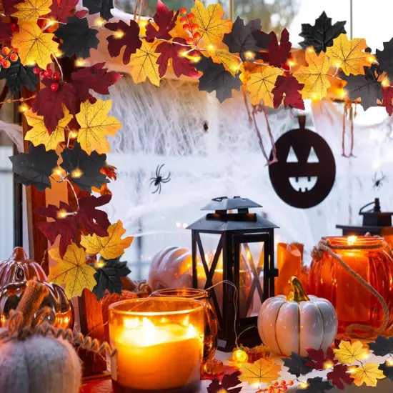 Fall Garland String Lights with Timer - 50 LED 16.4Ft (Black) {2}