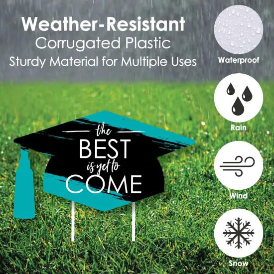 Big Dot of Happiness Teal Grad Class of 2025 Outdoor Decorations - Graduation Yard Signs - Set of 8 {4}