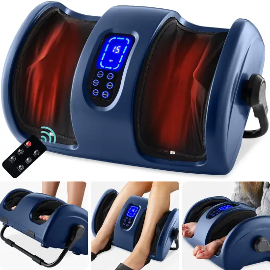 Best Choice Products Foot Massager Machine, Therapeutic Reflexology Massager w/ High-Intensity Rollers Navy Blue {1}