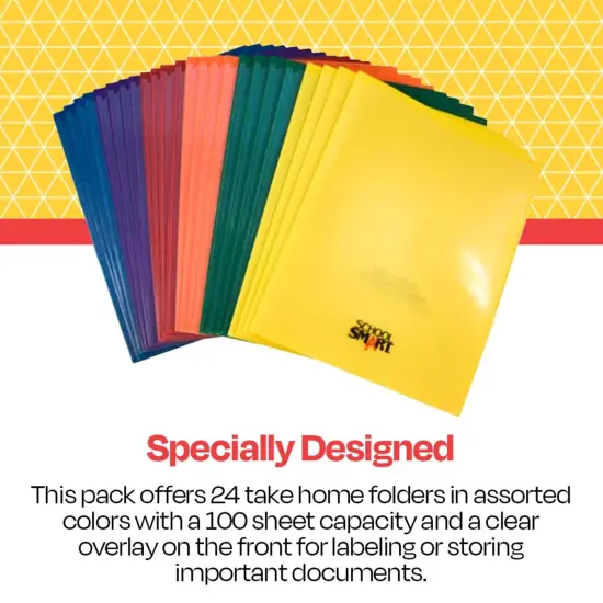 School Smart Take Home Folders, Assorted Colors, Set of 24 {5}