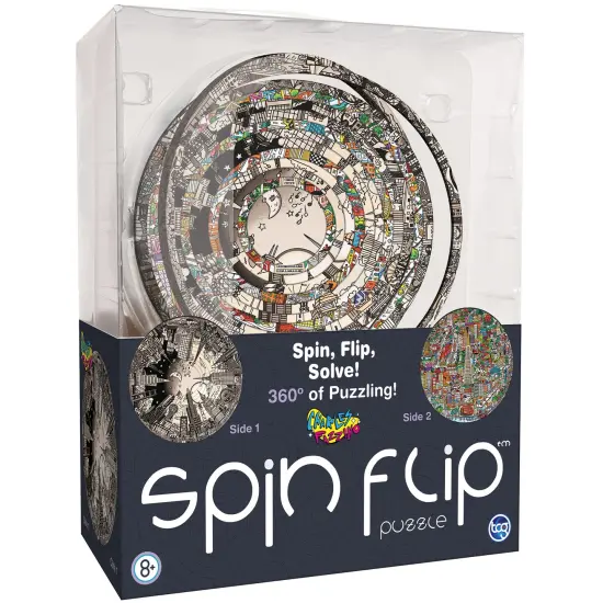 Spin Flip Puzzle: Charles Fazzino 2L- 14 Rings - 2-In-1: Double-Sided Puzzle, Spin-Flip-Solve, 360 Degress Of Puzzling, Fidget Toy, Adults & Kids 8+ {1}