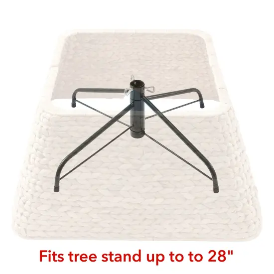 Casafield 22-Inch Christmas Tree Collar, Water Hyacinth Woven Tree Square Base Cover with Cord Cut Out, {3}