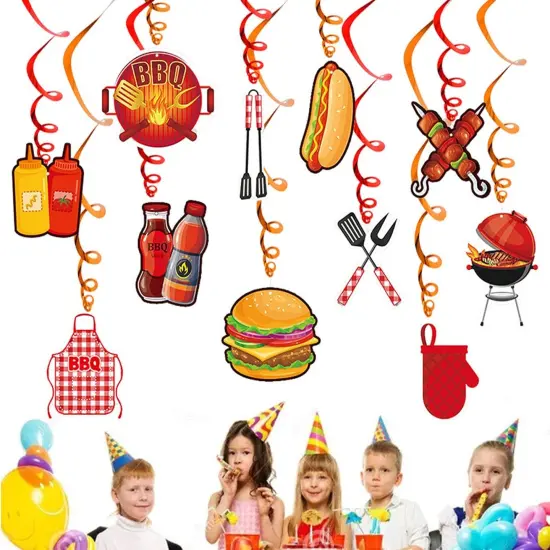 Summer BBQ Picnic Party Hanging Swirl Decor Party Decoration Swirls {4}