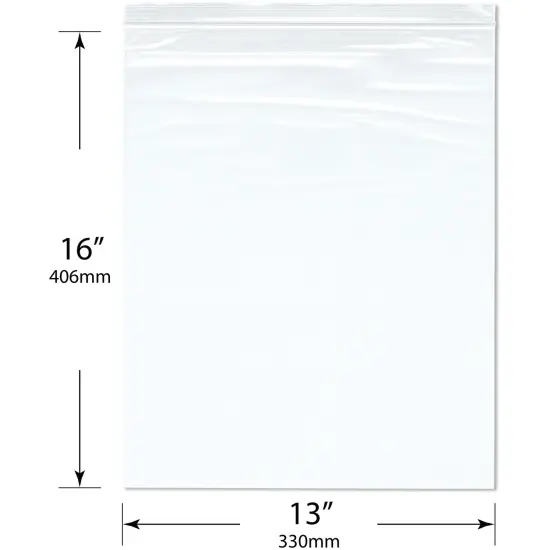 Plymor 13" x 16" (Pack of 100), 2 Mil Zipper Reclosable Plastic Bags {3}