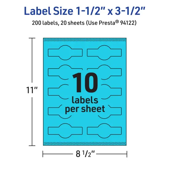 Avery Bright Blue Paper Labels, 1.5" x 3.5" Wraparound {5}