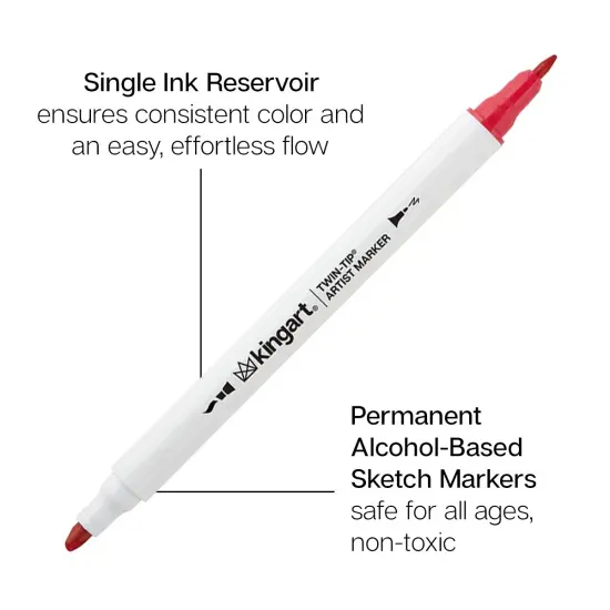 KINGART&reg; Twin-Tip&trade; Permanent Alcohol-Based Sketch Markers, 12 Colors {2}