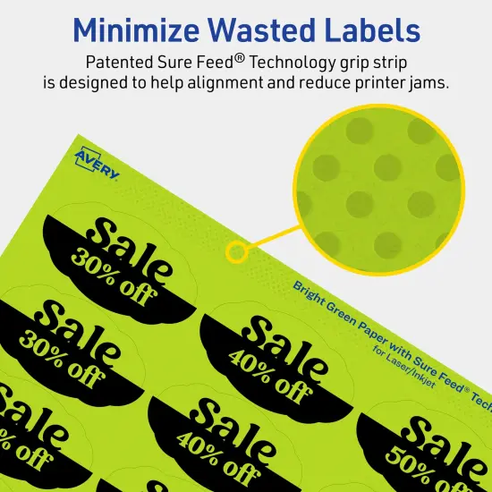 Avery Bright Green Paper Labels, 1-1/8" x 2-1/4" Oval Scalloped {4}