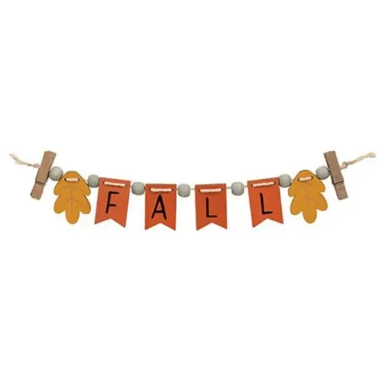 Fall Leaf Wooden Garland Banner with Clips Multi-Color Pennant Sign for Thanksgiving and Autumn {1}