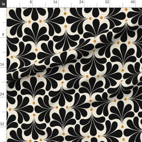 Various Fabrics by the Yard or Fat Quarter Art Deco Floral Minimalist Flowers Neutral Mid Century Black Beige Abstract Flowers Geometric Retro Custom Printed Fabric by Spoonflower {1}