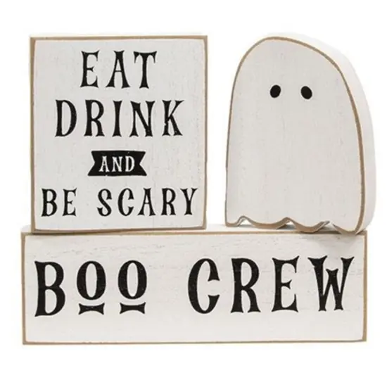 3/Set Spooky Boo Crew Wooden Blocks Halloween Decor for Riser Tray or Shelf {1}