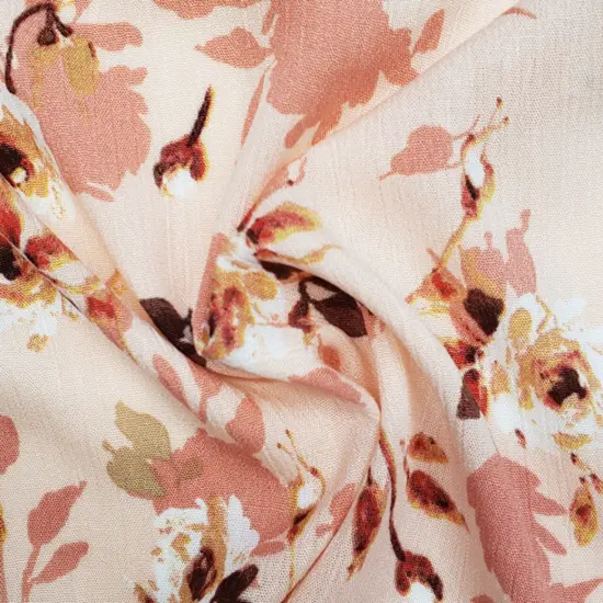 1 Yard 50/52" Coral Gold Rayon Crinkle Fabric Lightweight Fashion Fabric {3}