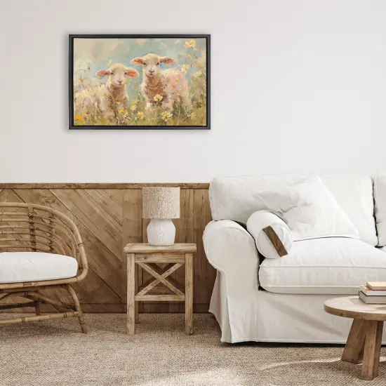Stupell Industries Spring Lambs in Meadow Floating Frame, design by LSR Design Studio {2}